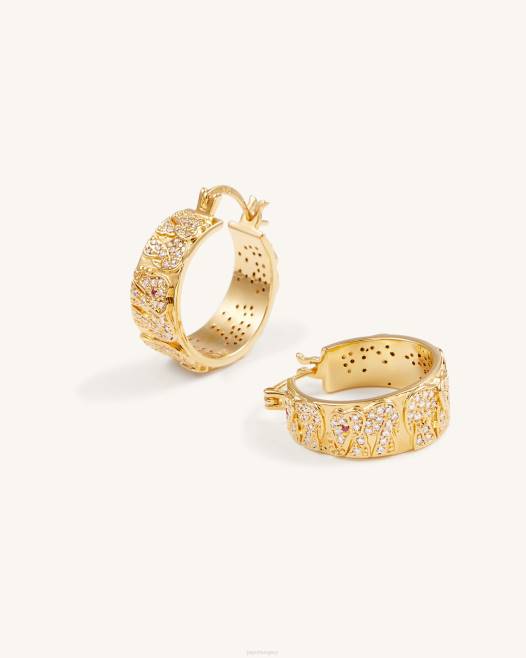 18 karátos aranyozott és fehér cirkon és vörös korund JW PEI elefánt fülbevaló 2B82378