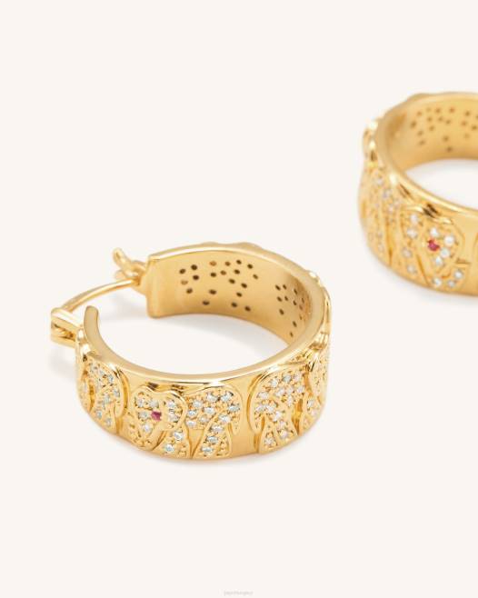 18 karátos aranyozott és fehér cirkon és vörös korund JW PEI elefánt fülbevaló 2B82378