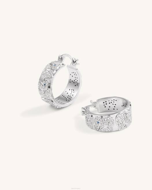 18 karátos fehér arannyal bevont fehér cirkon és kék spinell JW PEI elefánt fülbevaló 2B82379