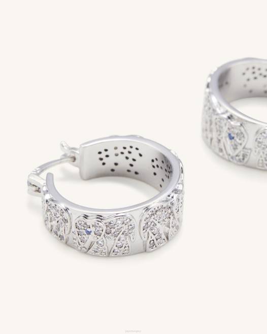 18 karátos fehér arannyal bevont fehér cirkon és kék spinell JW PEI elefánt fülbevaló 2B82379