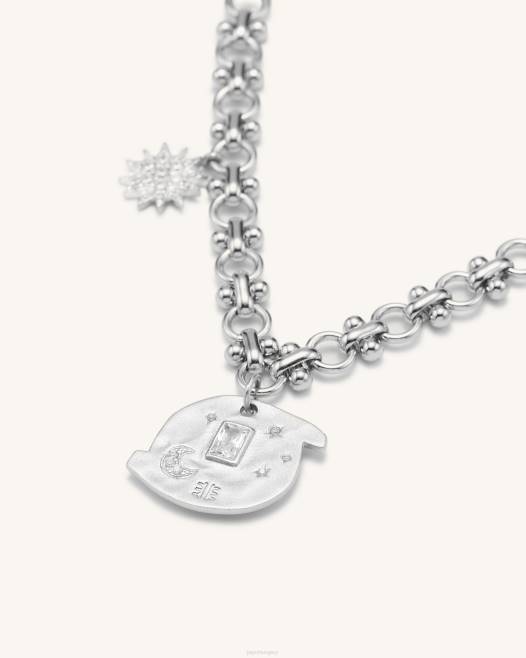 18 karátos fehér arannyal bevont fehér cirkon JW PEI cosmos kerek multi charm karkötő 2B82366