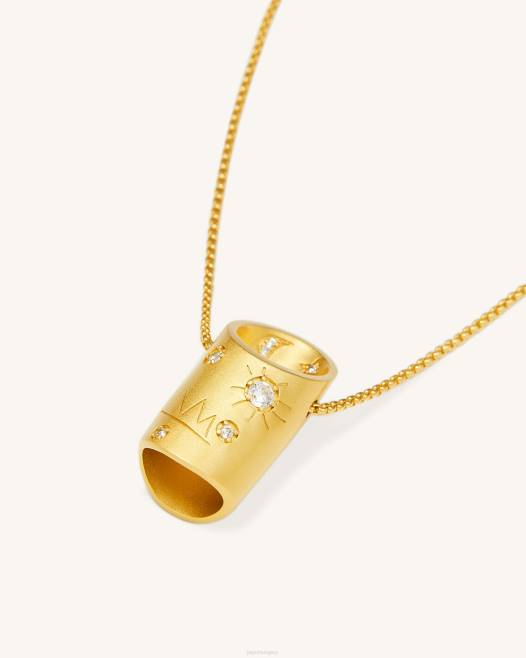 18 karátos aranyozott és fehér cirkon JW PEI bambusz nyaklánc 2B82401