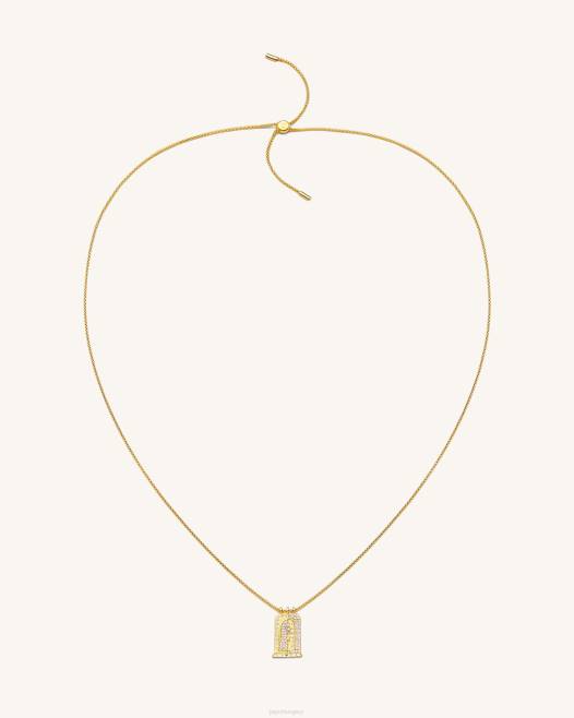 18 karátos aranyozott és fehér cirkon JW PEI római kis ívű medál nyaklánc 2B82345