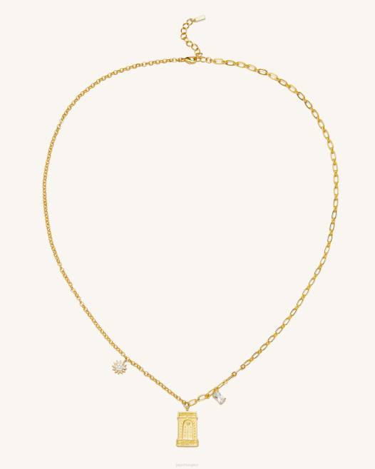 18 karátos aranyozott és fehér cirkon JW PEI római íves függő nyaklánc 2B82348