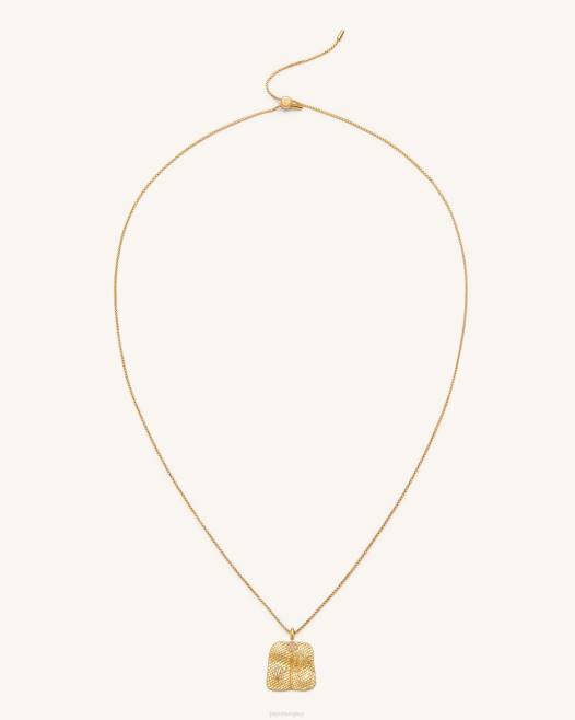 18 karátos aranyozott és fehér cirkon JW PEI útifű legyező medál nyaklánc 2B82354