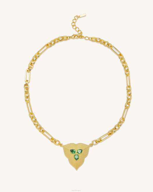 18 karátos aranyozott és sötétzöld cirkon JW PEI levél medál nyaklánc 2B82358