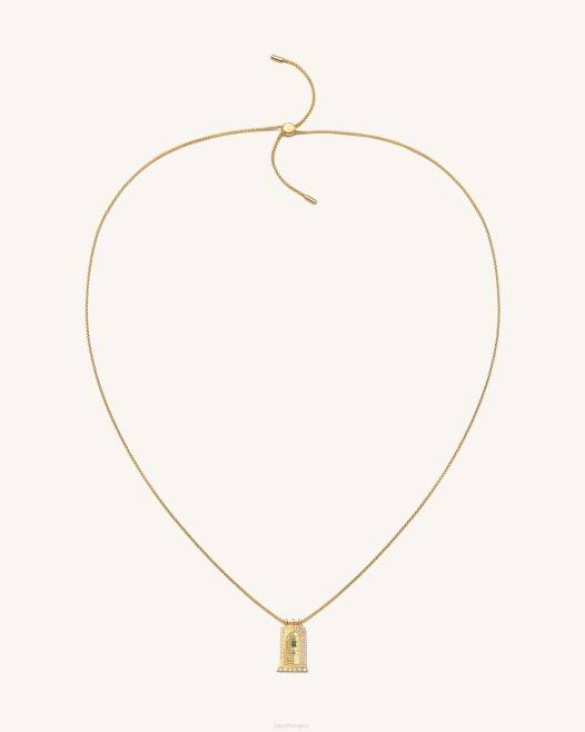 18 karátos aranyozott és többszínű cirkon JW PEI római kis ívű medál nyaklánc 2B82346