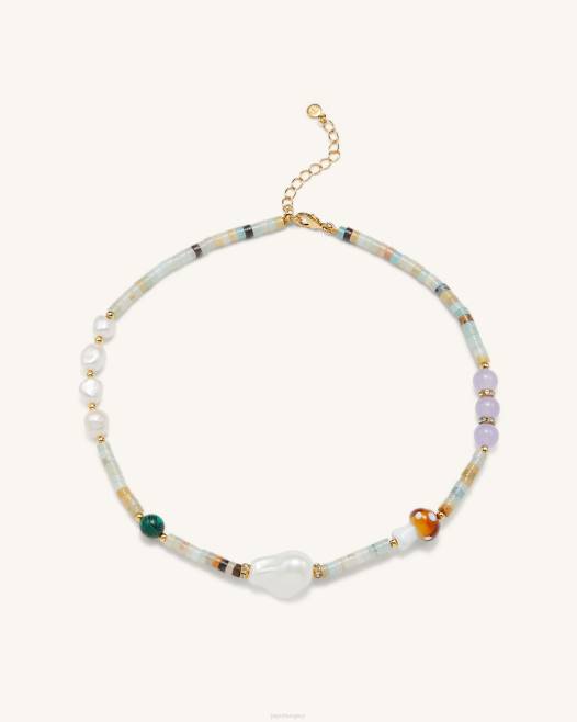 amazonit JW PEI több gyöngyös gombás nyaklánc 2B82405