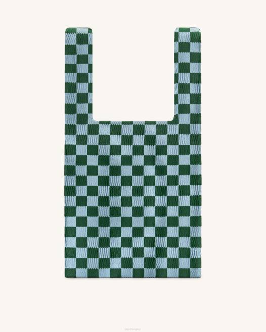 sötétzöld és jég JW PEI shea sakktáblás kötött táska 2B82243