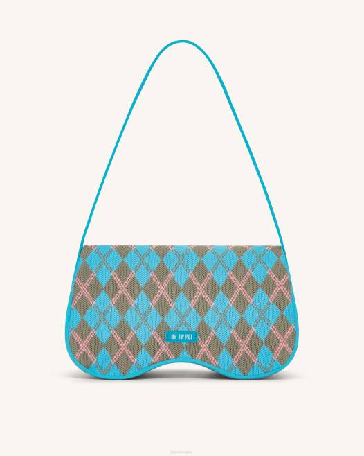 tó kék és szürke zöld és rózsaszín JW PEI becci kötött válltáska 2B82151